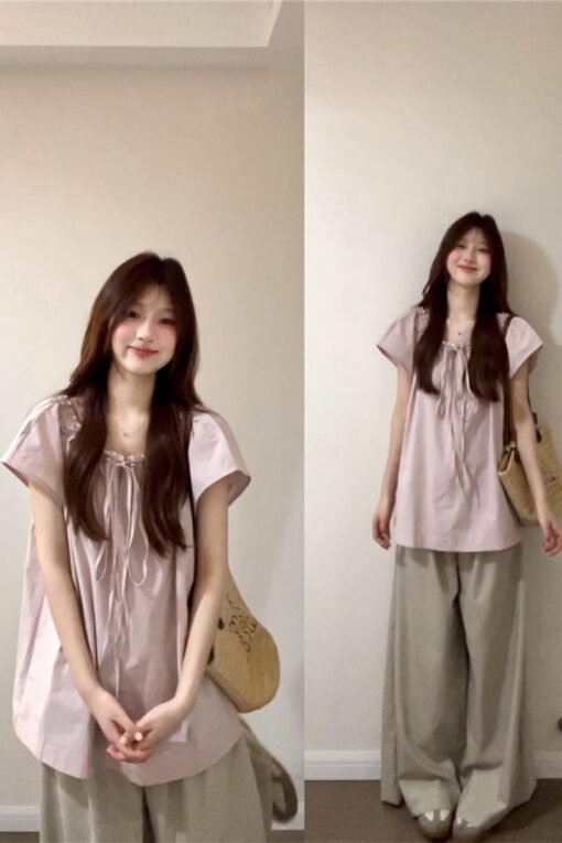 Vapetix S-2XL  French Pink Women's Summer 2025 New Arrival Gentle and Elegant Blouse with Design Sense, Unique and – Bild 6