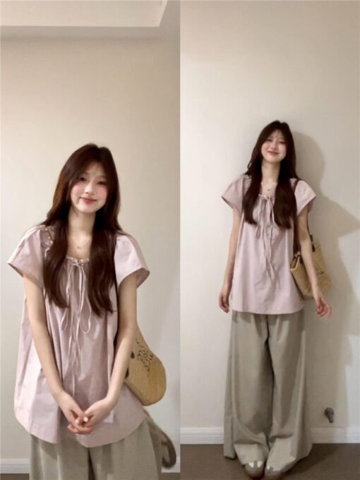 Vapetix S-2XL  French Pink Women's Summer 2025 New Arrival Gentle and Elegant Blouse with Design Sense, Unique and – Bild 8