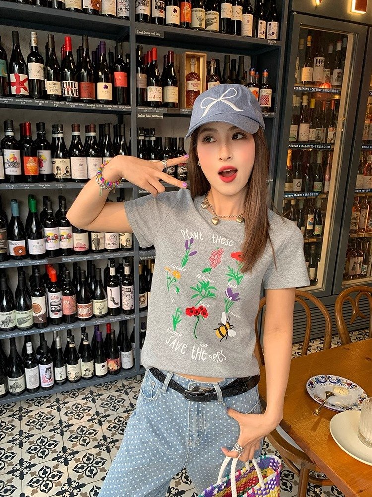 Vapetix S-2XL Official image 40 pure cotton 220g 92% cotton 8% spandex regular shoulder short sleeve women's prin