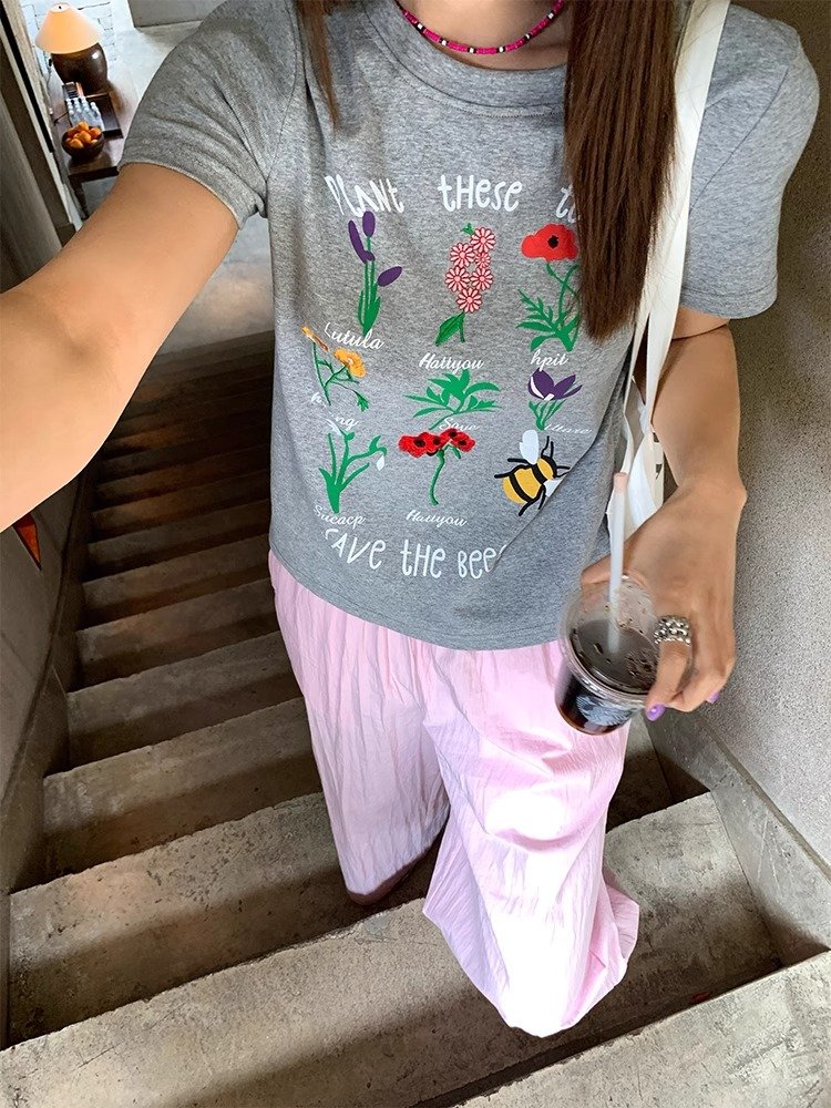 Vapetix S-2XL Official image 40 pure cotton 220g 92% cotton 8% spandex regular shoulder short sleeve women's prin - 图片 4