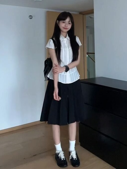 Vapetix S-XL  Japanese-style sweet girl white short-sleeved shirt top for women - summer new arrival simple and v