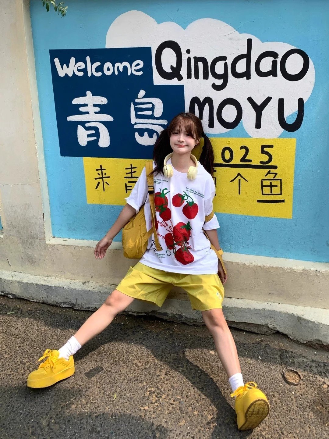 Vapetix M-2XL Pure cotton combed close-knit 220g sweet cool girl cute age-defying tomato print loose and versatil