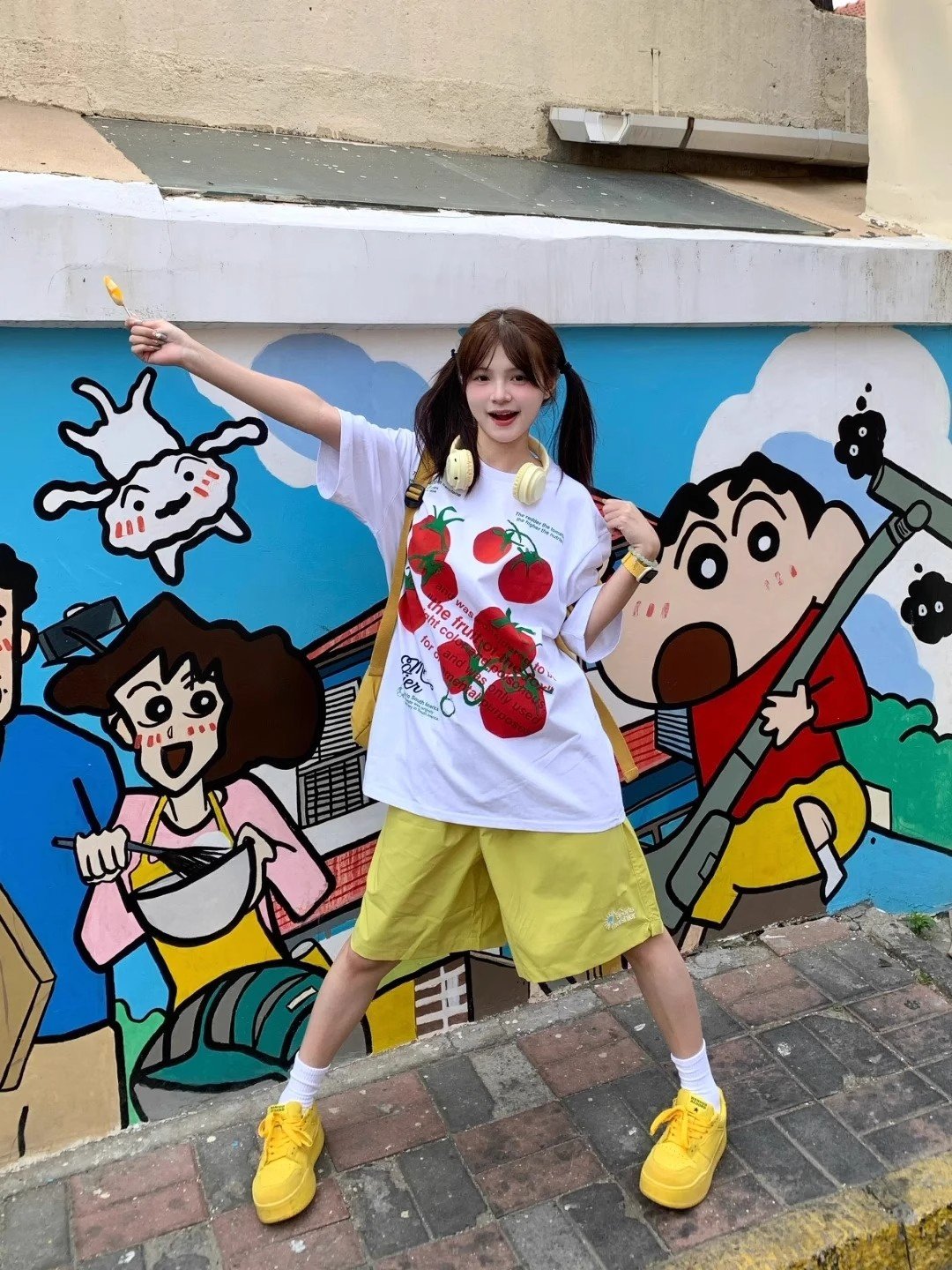 Vapetix M-2XL Pure cotton combed close-knit 220g sweet cool girl cute age-defying tomato print loose and versatil - 图片 4