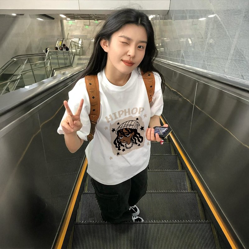 Vapetix S-3XL 2025 Summer 21 Piece 100% Cotton - 210g Loose Comfort Cartoon Print Short Sleeve T-Shirt Korean Sty - 图片 2