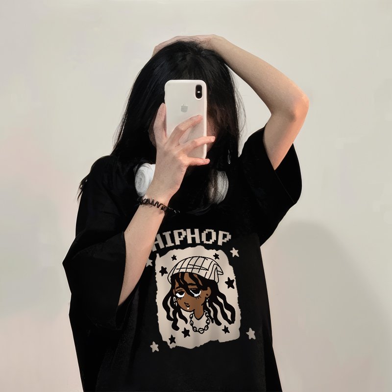 Vapetix S-3XL 2025 Summer 21 Piece 100% Cotton - 210g Loose Comfort Cartoon Print Short Sleeve T-Shirt Korean Sty - 图片 7