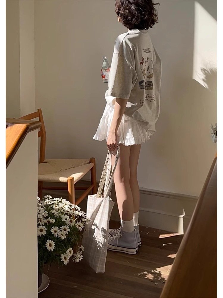 Vapetix M-3XL Women's Loose Plus Size 100% Cotton Short Sleeve T-Shirt with Print, 210g, Summer 2025 - 图片 4