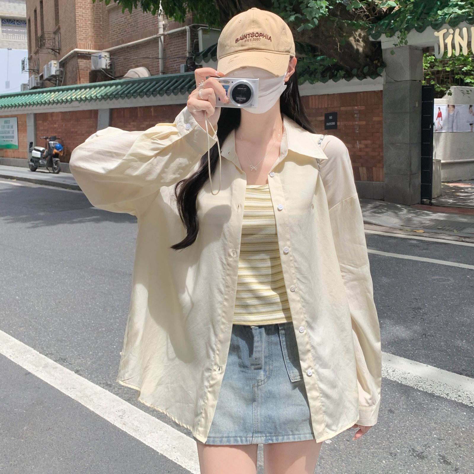 Vapetix S-L Photographed #Set of Women's Summer Sun Protection Shirt Women 2025 Striped Tank Top Backless Bodys – Bild 5