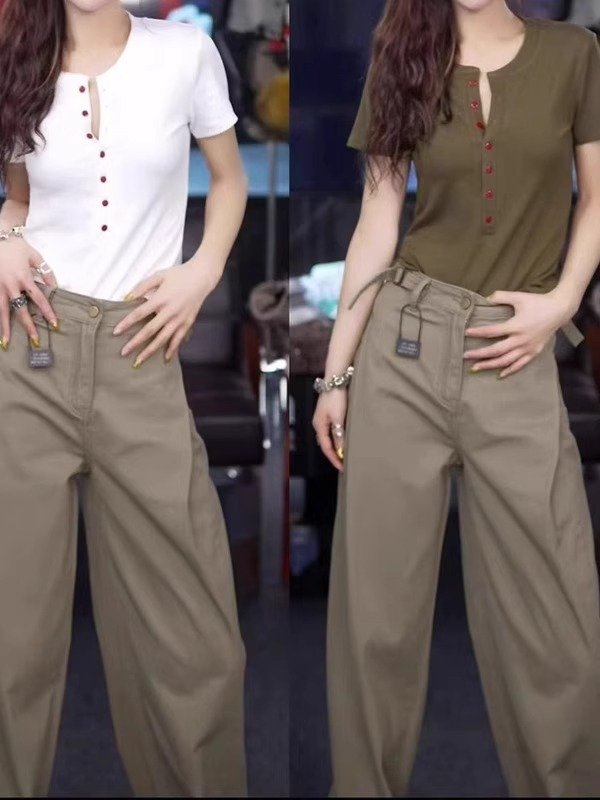 Vapetix M-4XL Cotton Design Semi-Button Short-Sleeve T-Shirt 2025 Summer New Arrival Plus Size Fat MM Slimming Fa – Bild 4