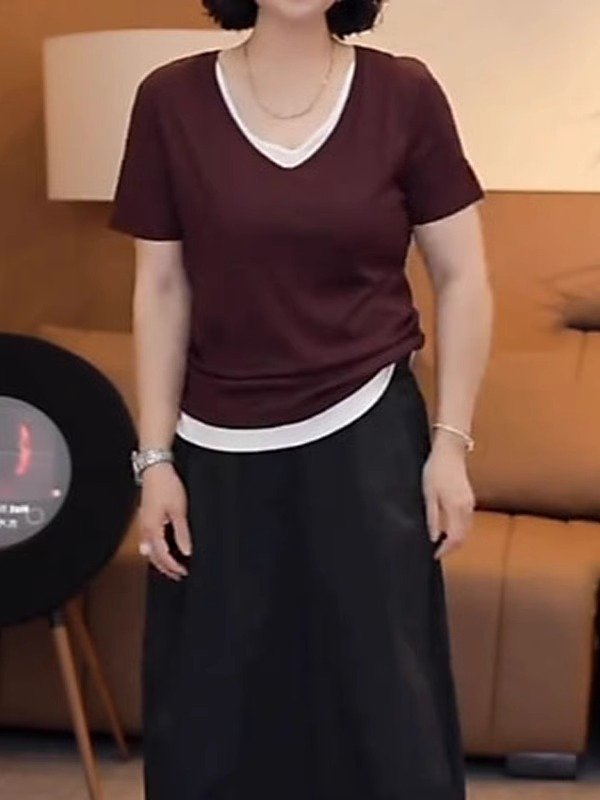 Vapetix M-4XL Fashionable pure cotton two-piece short-sleeved women's 2025 summer loose casual versatile top for – Bild 3