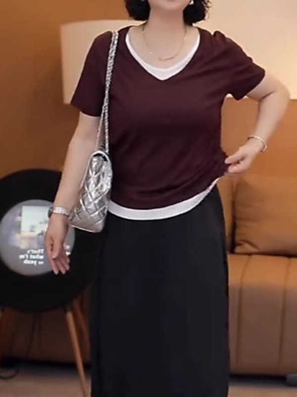 Vapetix M-4XL Fashionable pure cotton two-piece short-sleeved women's 2025 summer loose casual versatile top for – Bild 8