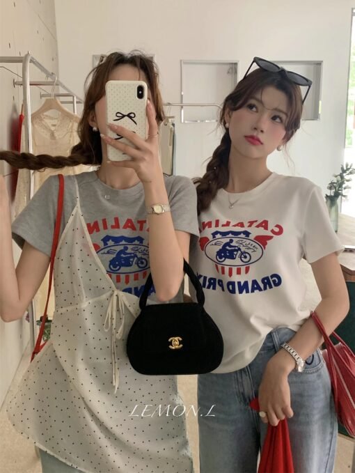 Vapetix S-2XL  Official figure cotton 40 220g (92% cotton 8% spandex) shoulder short sleeve T-shirt women's printi - 图片 5