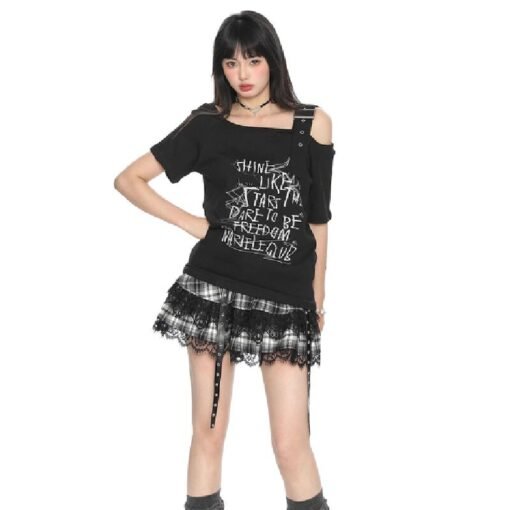Vapetix M-3XL  40 Pieces Cool Mesh Cotton Fashion Off-the-Shoulder Letter Print Short-Sleeve T-Shirts for Women 20 – Bild 2