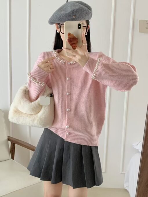 Vapetix One size fits all-One size fits all  Xiao Xiang Style Diamond-encrusted Knitwear Women's 2025 Spring New High-end Elegant All-match Fash