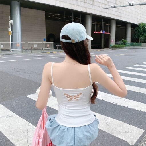 Vapetix Free Size-Free Size  Summer Back Butterfly Hollow Out Mini Tank Top Women's Underwear Outerwear Fitted Slimming With Bra