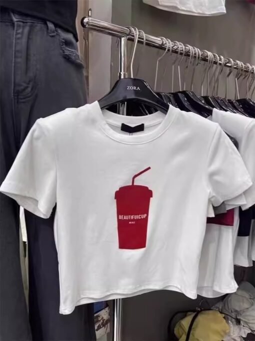 Vapetix S-2XL  Official figure cotton 40 220g (92% cotton 8% spandex) shoulder short sleeve T-shirt women's printi - 图片 5