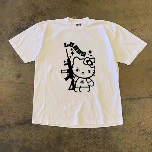 Vapetix S-3XL  [Tmall/recommend] heavy 230g double yarn cotton combed tight cat letter printed short sleeve T-shir