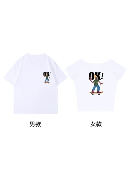 Vapetix S-3XL  [220g Combed Cotton] Different Couple Dress High-end Sense Niche Don't Hit Slant Shoulder Slim Shor
