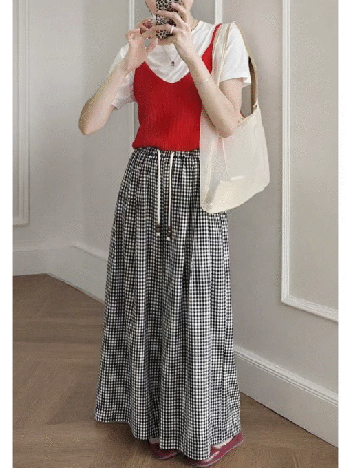 Vapetix M-2XL  2025 Summer New Korean Style Elastic Waist Loose Slimming Matchable Casual Striped Nine-Foot Yamamo