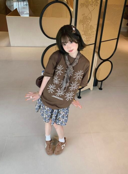 Vapetix M-2XL  Cotton 220g [combed tightly] summer new loose printed short sleeve T-shirt women's top - Kép 5