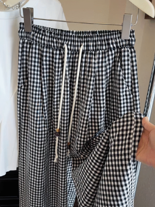 Vapetix M-2XL  2025 Summer New Korean Style Elastic Waist Loose Slimming Matchable Casual Striped Nine-Foot Yamamo - Obrázek 2