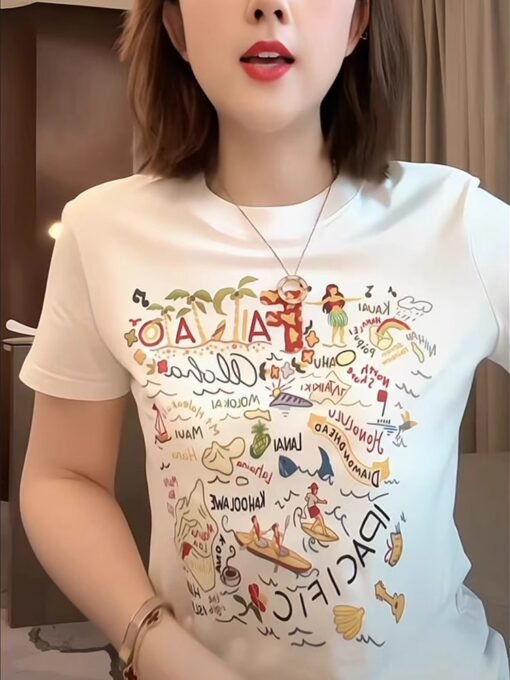 Vapetix S-2XL  Official figure cotton 40 220g (92% cotton 8% spandex) shoulder short sleeve T-shirt women's printi