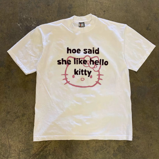 Vapetix S-3XL  [Tmall/recommend] Heavy 230g Double Yarn Pure Cotton Combed Tight hoe Cat Printed Short Sleeve T-Sh – Bild 5