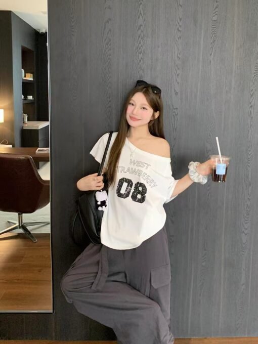Vapetix S-XL  Live quality [40 Odair 92% cotton 8% spandex 220g oblique shoulder open shoulder T-shirt] digital p – Bild 2
