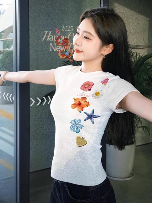 Vapetix S-2XL  Official figure cotton 40 220g (92% cotton 8% spandex) shoulder short sleeve T-shirt women's printi – Image 2