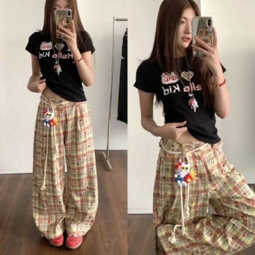 Vapetix S-XL  Summer Contrast Striped Patchwork Long Pants Leisure Comfort Versatile American Retro Curved Knife - Imagen 4