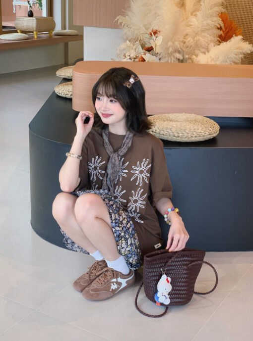 Vapetix M-2XL  Cotton 220g [combed tightly] summer new loose printed short sleeve T-shirt women's top - Kép 2