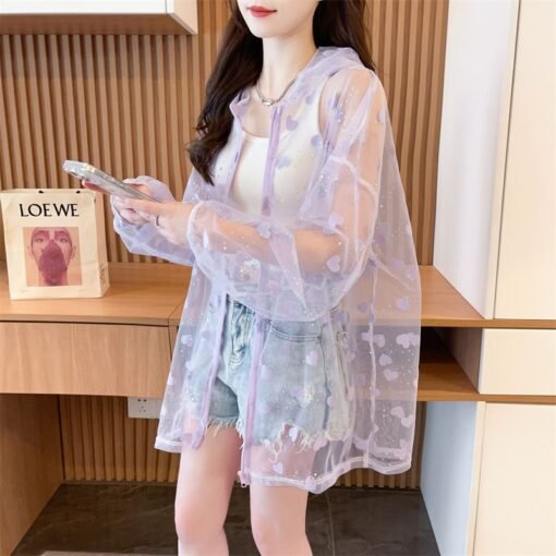 Vapetix M-2XL  Photographed Quality/Cap Sleeve Lace Embroidery Zipper Thin Cardigan Air Conditioning Shirt Sun Pro