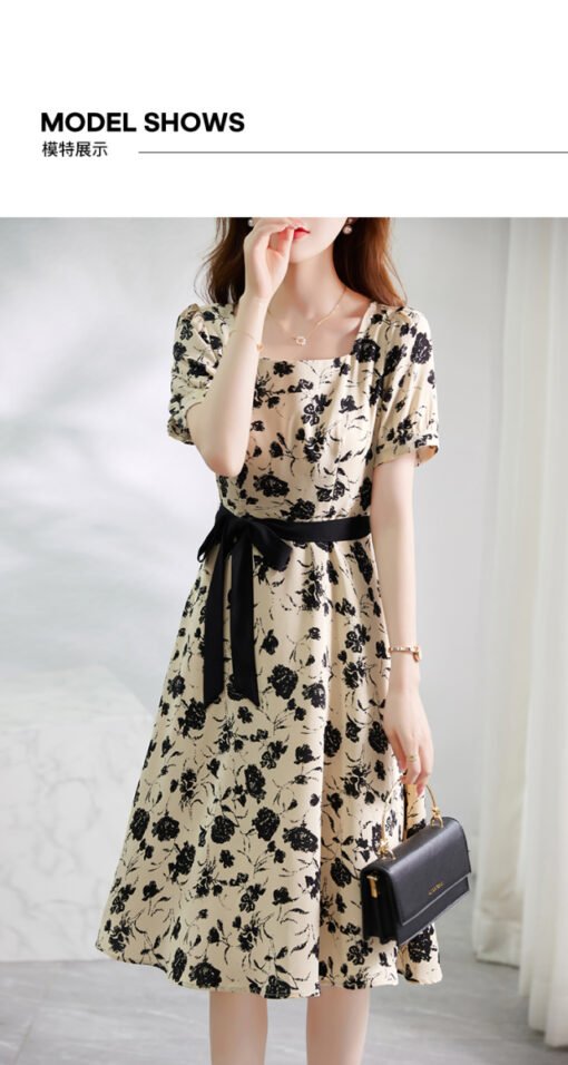 Vapetix S-2XL  Floral dress for women in summer new design niche waist slimming retro short-sleeved skirt - Pilt 3