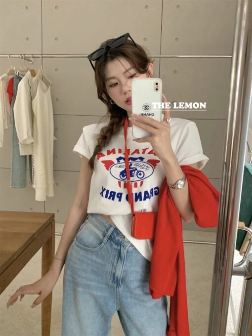 Vapetix S-2XL  Official figure cotton 40 220g (92% cotton 8% spandex) shoulder short sleeve T-shirt women's printi - 图片 3