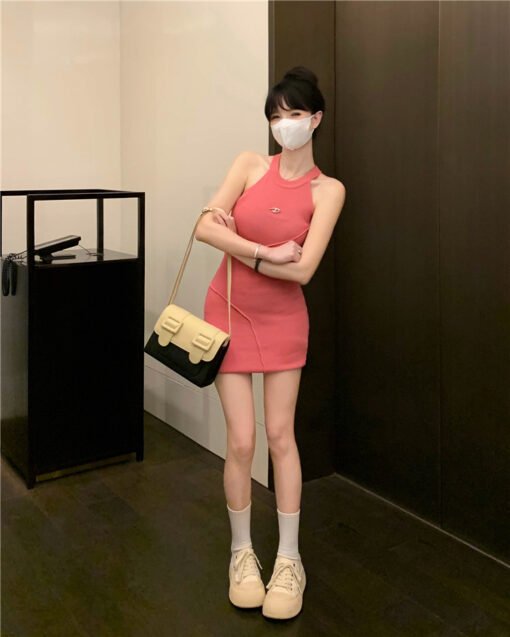 Vapetix One size fits all-One size fits all  kumikumi Spice Girl Sexy Neck Skirt Women's Spring New Arrival Slim-fit dress Waisted Hip Skirt Sho