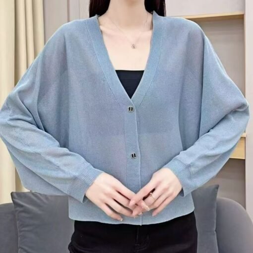 Vapetix One size fits all-One size fits all  Ice silk knitted anti-cardigan for women's summer bat shirt new light and breathable casual loose e