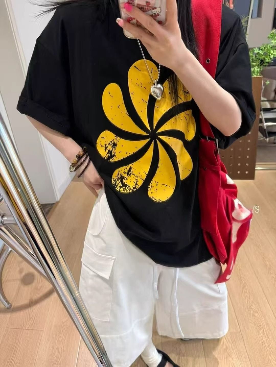 Vapetix S-3XL Official Image 21 Piece 100% Cotton 210g Relaxed Loose Cartoon Print Short-Sleeve T-Shirt for Women – Bild 4