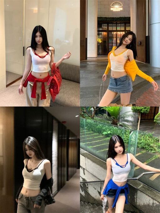 Vapetix Free Size-Free Size  Photographed~Alluring Slimming Knit Cardigan Set for Women Pure Desire Seductive Bralette Three-Pie - Afbeelding 5