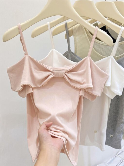 Vapetix S-XL  1*1 Modal French Pink Off-shoulder Short Top Women's 2025 Summer New Short-sleeved T-shirt Design S – Bild 5