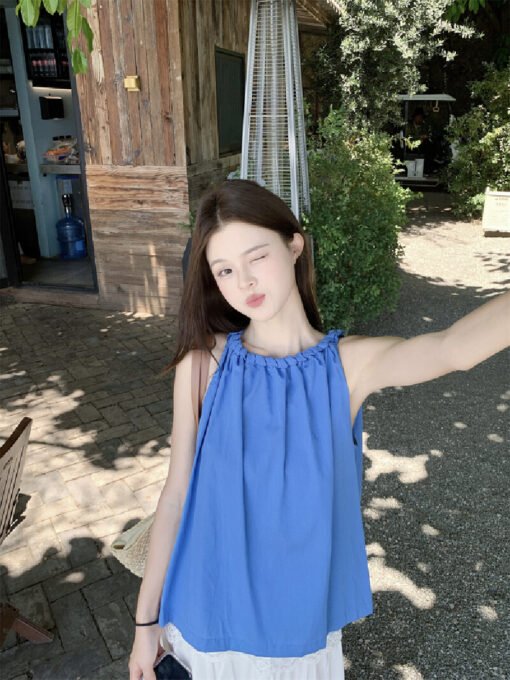 Vapetix Free Size-Free Size  Photographed Summer Sweet Loose Babydoll Shirt Slouch Vacation Neckline Top Shirt + White Lace Cake - Afbeelding 6