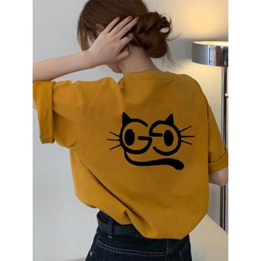 Vapetix S-3XL  200g combed compact slub spun pure cotton ribbed spring and summer loose shoulder print short-sleev - Afbeelding 3
