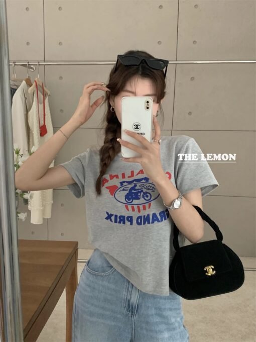 Vapetix S-2XL  Official figure cotton 40 220g (92% cotton 8% spandex) shoulder short sleeve T-shirt women's printi - 图片 4