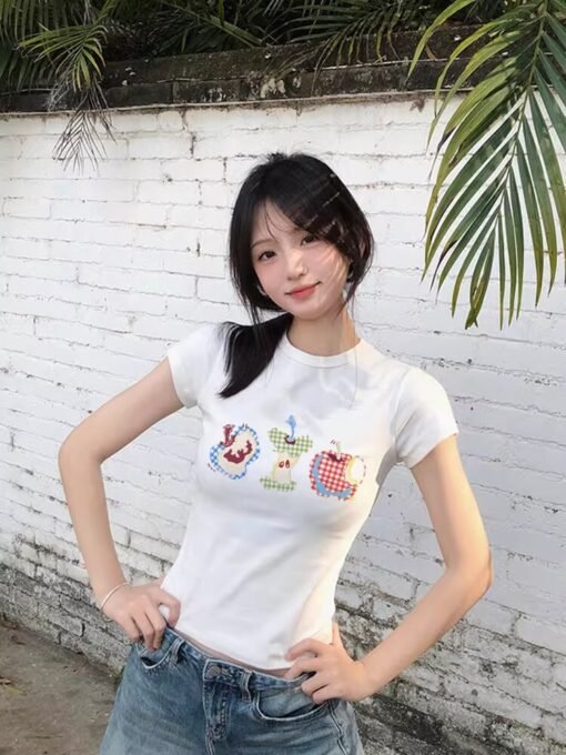 Vapetix M-2XL  1*1 pure cotton regular fit, square-shoulder short sleeve, high elasticity new summer slimming styl - obrazek 6