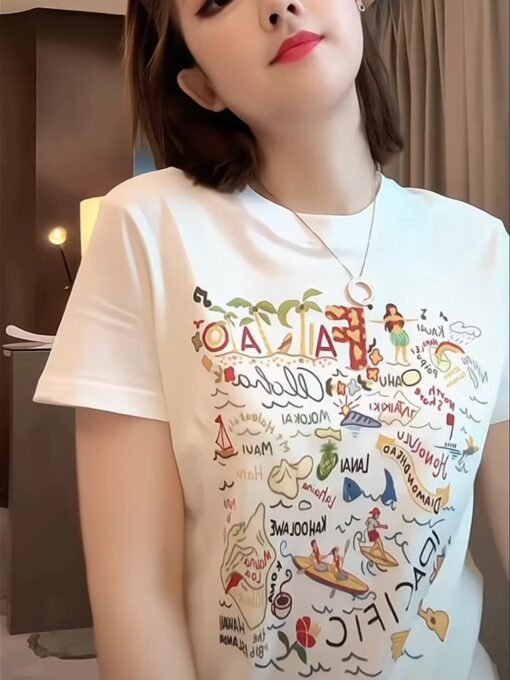 Vapetix S-2XL  Official figure cotton 40 220g (92% cotton 8% spandex) shoulder short sleeve T-shirt women's printi - Imagen 3