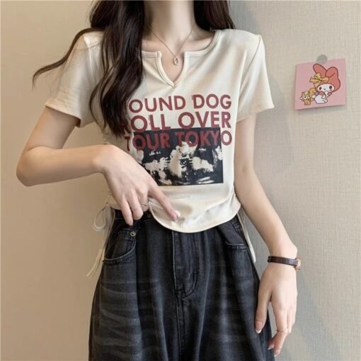 Vapetix S-XL  Official picture original version drawstring print straight shoulder short sleeve t-shirt women's b – Bild 4