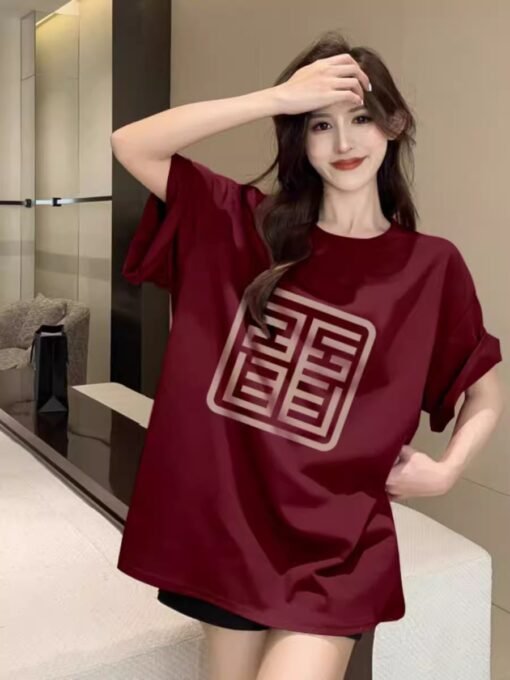 Vapetix S-3XL  150.00kg plus size American oversize Benmingnian wine red Mid-length Short-sleeved Couple Bottoming – Bild 3