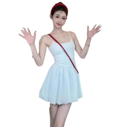 Vapetix S-XL  Small French Hepburn Style Ballet Sling dress Women's 2025 New High-end White Flower Bud Skirt – Bild 4