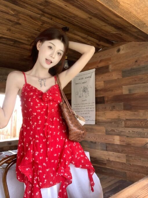 Vapetix S-XL  ~Real shot, design sense, irregular floral lace hem strapless vest women seaside vacation style sle - Afbeelding 5