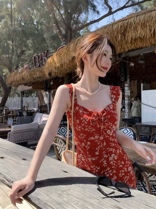 Vapetix M-4XL  Large-size summer sweet lady-style floral suspender dress with temperament white and slim sleeveles - Pilt 4