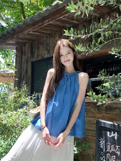 Vapetix Free Size-Free Size  Photographed Summer Sweet Loose Babydoll Shirt Slouch Vacation Neckline Top Shirt + White Lace Cake - Afbeelding 7