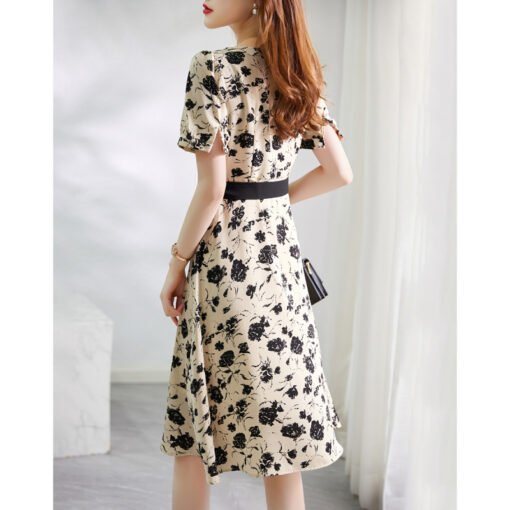 Vapetix S-2XL  Floral dress for women in summer new design niche waist slimming retro short-sleeved skirt - Pilt 5